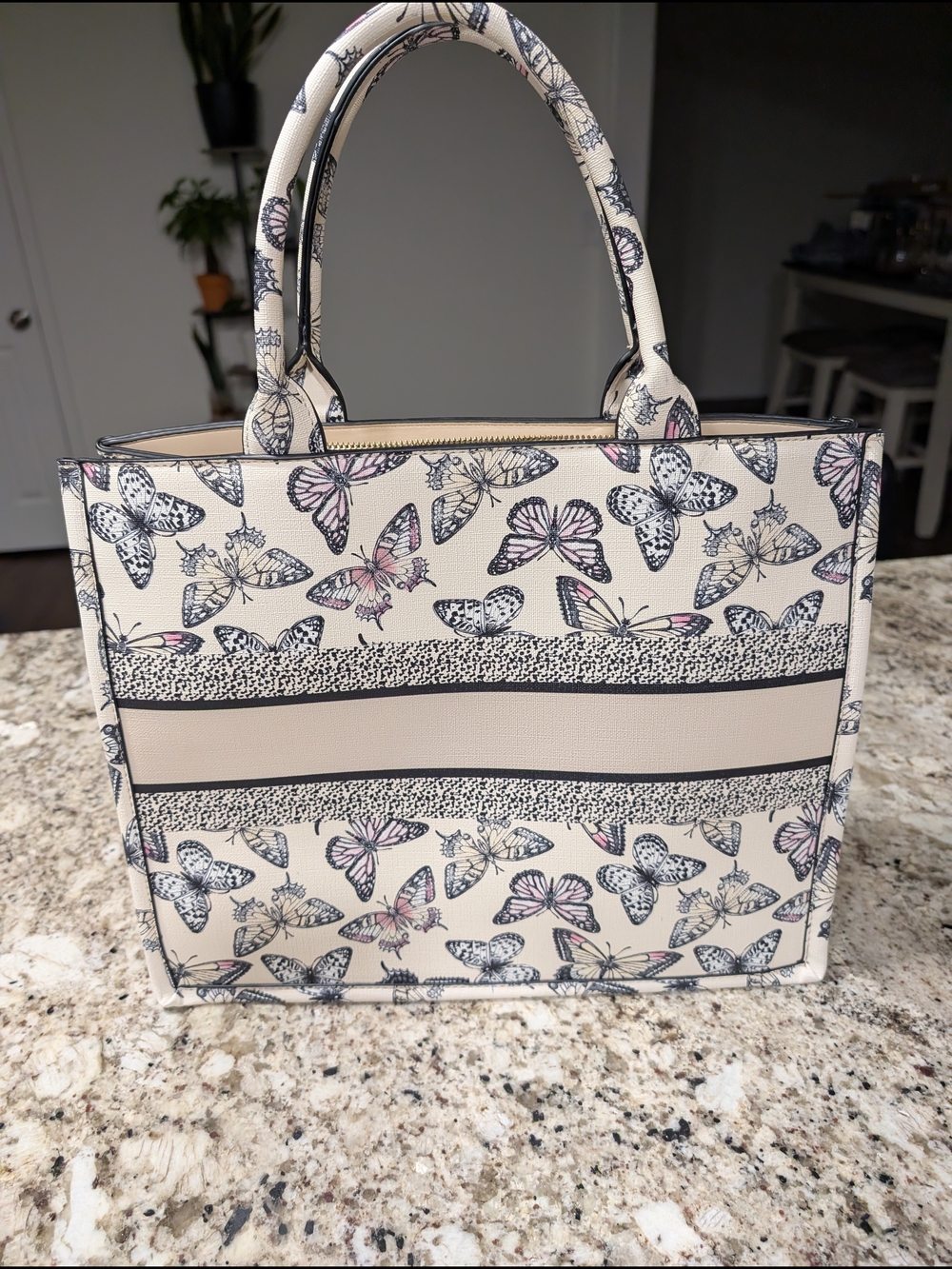 The Tote Bag Butterfly Print Tote - Cream - Picture 2 of 3